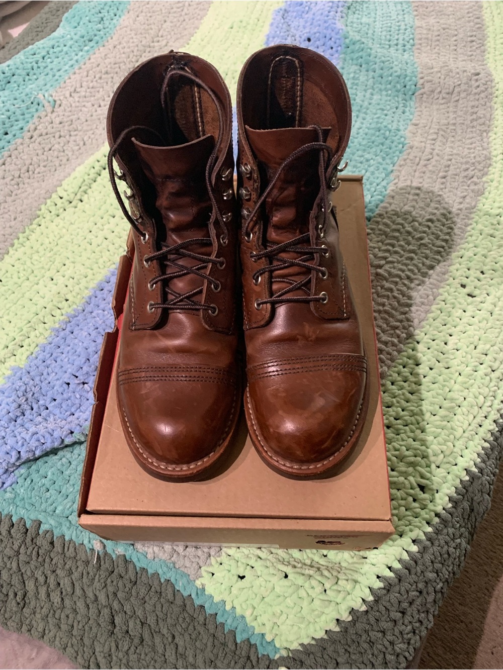 Red Wing Shoes Men's Brown Leather Lace-Up Work Boots Size 7